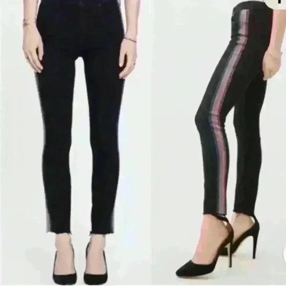 Mother High Waisted Looker Jeans Shorts Accent Black 28 Summer Glitter Frayed - Picture 5 of 6